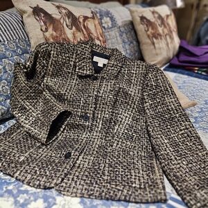 MICHAEL Michael Kors Black and Cream Textured Blazer